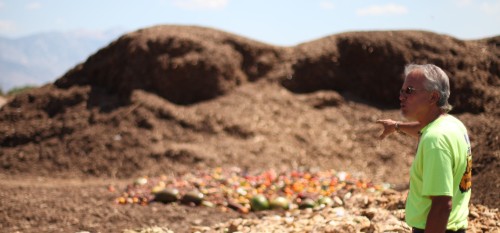 Craig Witt, compost consultant, looking over food waste and organic waste brought to Full Circle Compost in Nevada